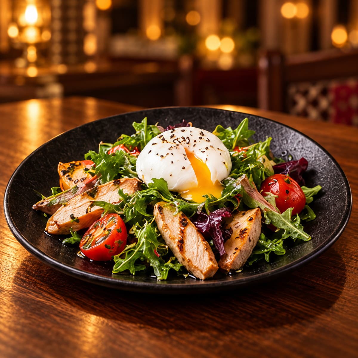 Warm Chicken & Poached Egg Salad