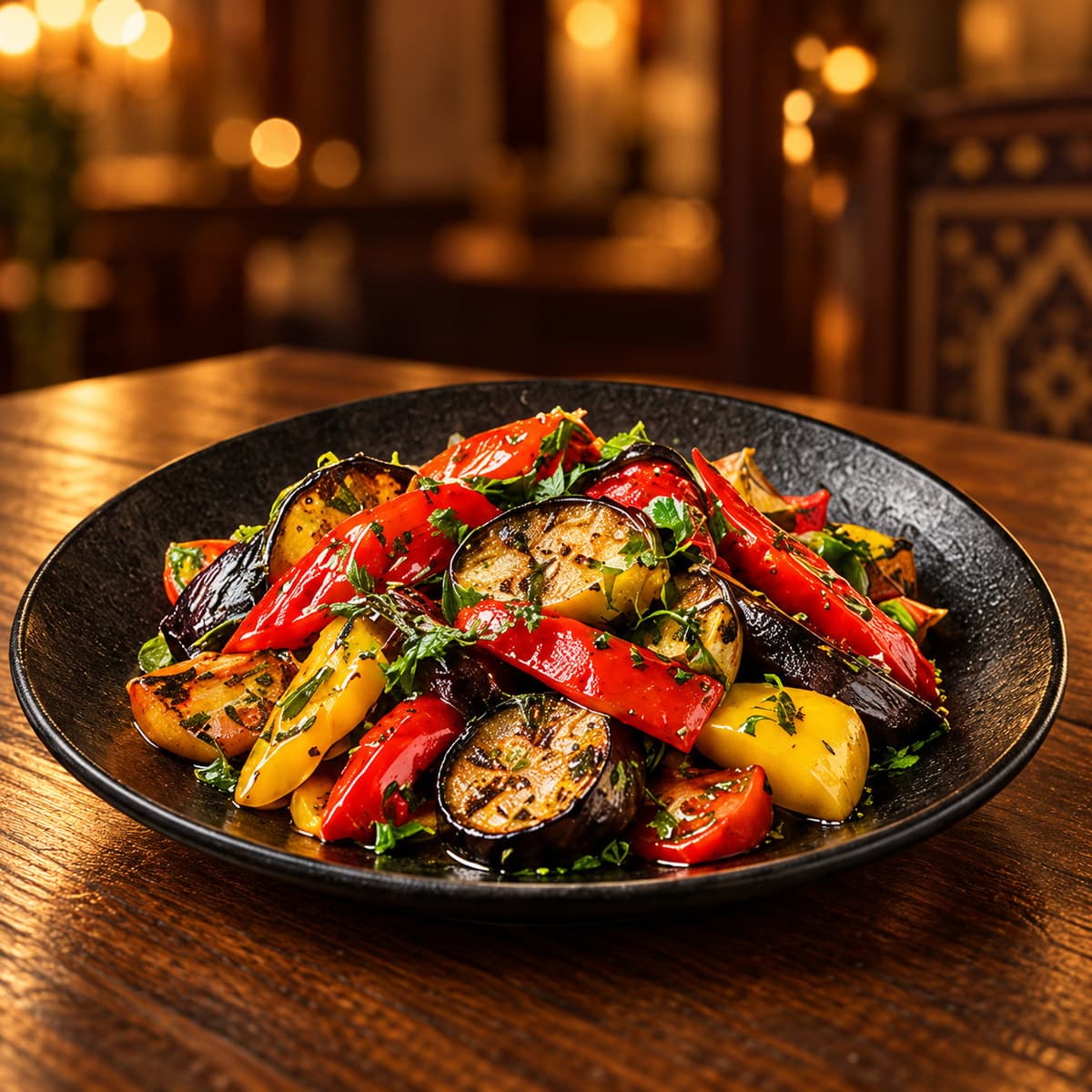 Chilled Roasted Vegetable Salad with Cilantro, Garlic & Basil