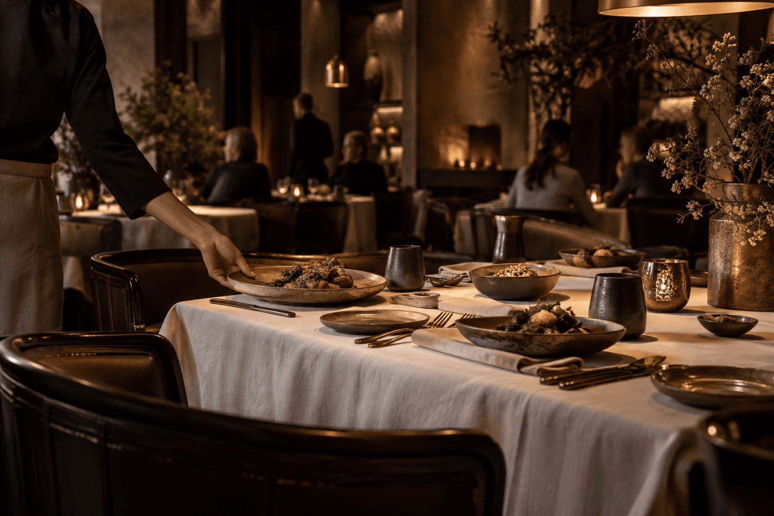 Guests sharing an evening in the Georgiano dining room